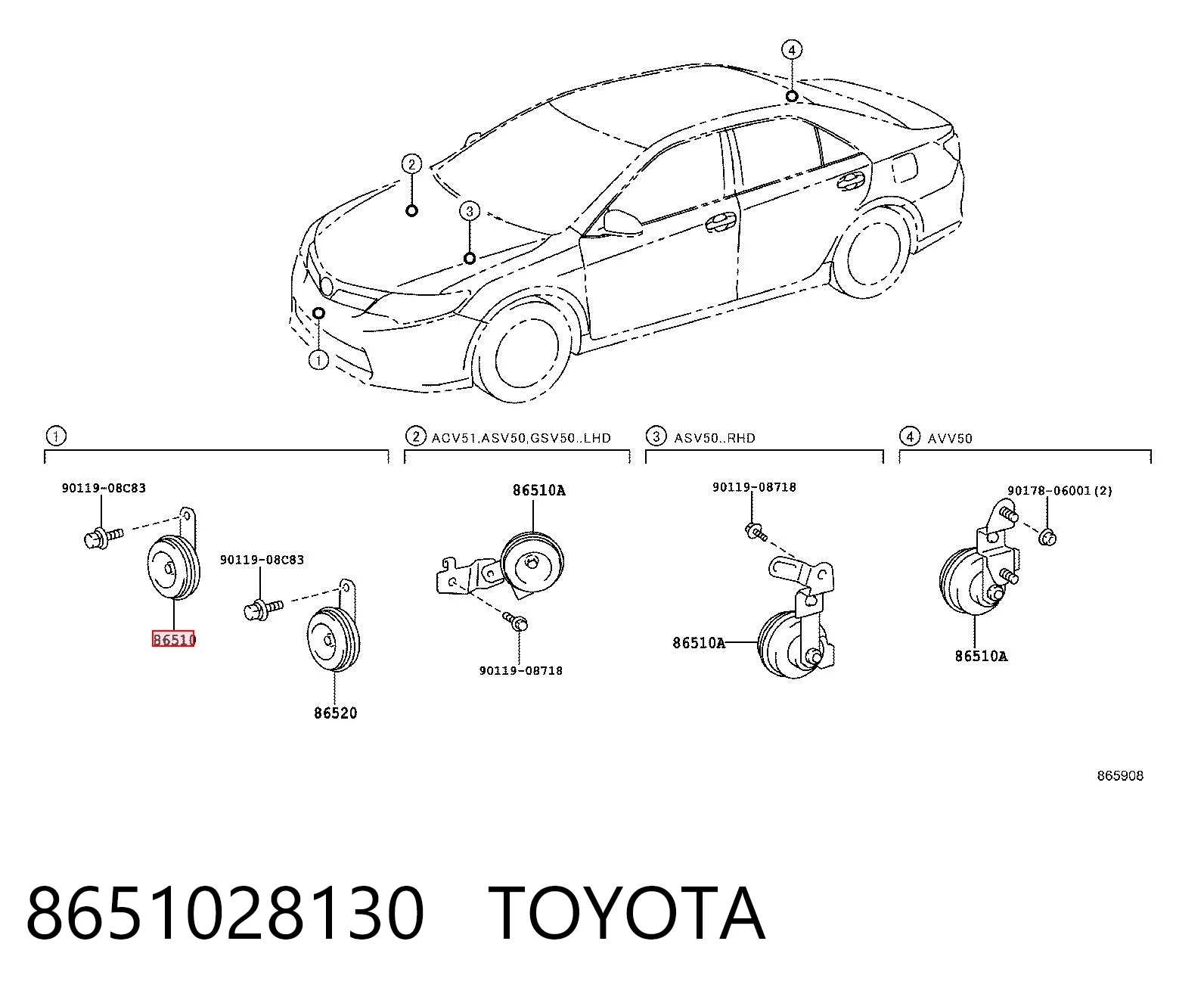8651028130 Toyota Sygnał dźwiękowy (klakson)