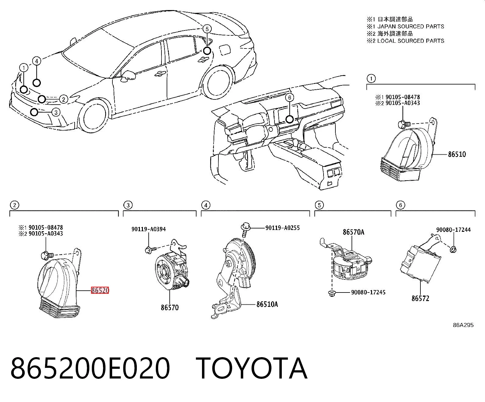 865200E020 Toyota Sygnał dźwiękowy (klakson)