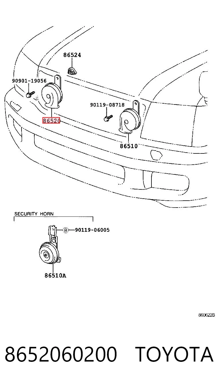8652060200 Toyota Sygnał dźwiękowy (klakson)
