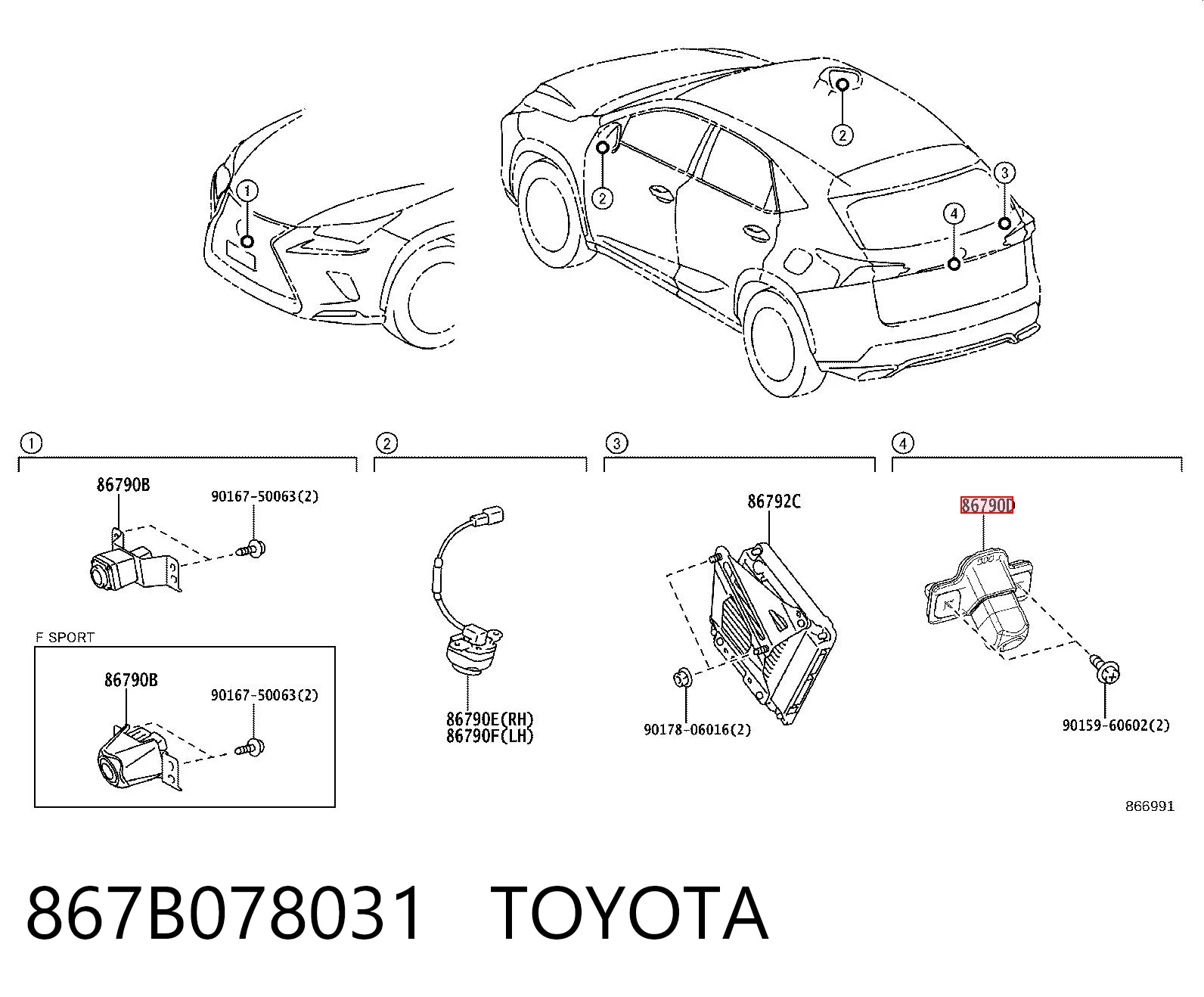 867B078031 Toyota Kamera systemu zapewnienia widoczności