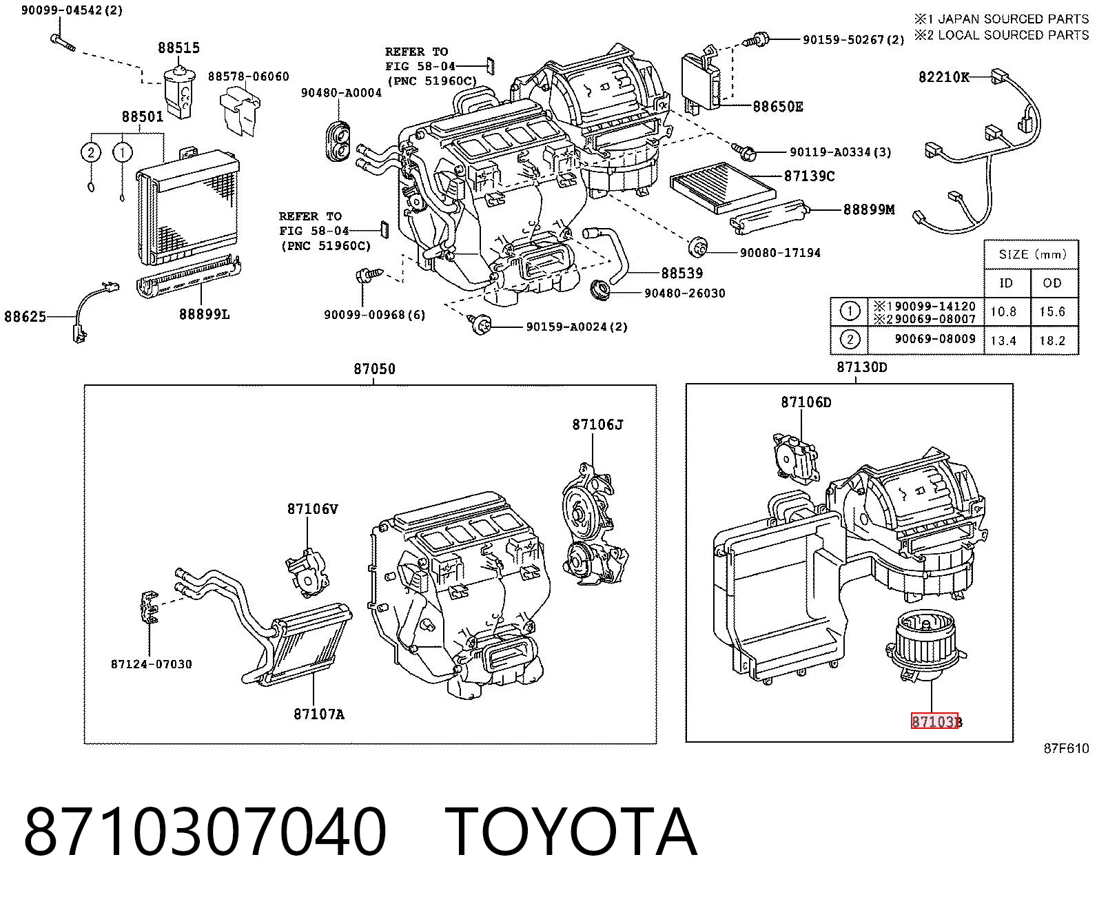 8710307040 Toyota Silniczek wentylatora nagrzewnicy (ogrzewacza wnętrza)