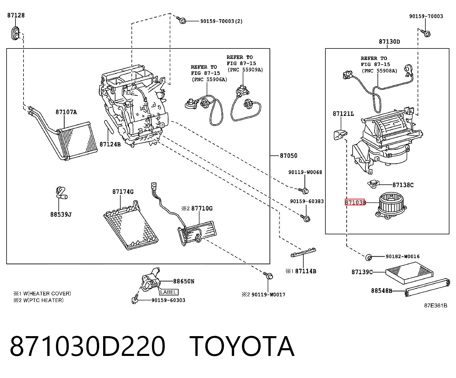 871030D220 Toyota Silniczek wentylatora nagrzewnicy (ogrzewacza wnętrza)