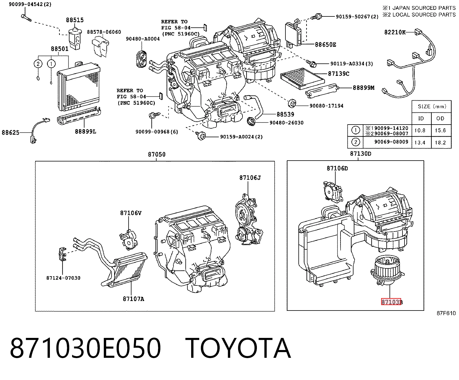 871030E050 Toyota Silniczek wentylatora nagrzewnicy (ogrzewacza wnętrza)