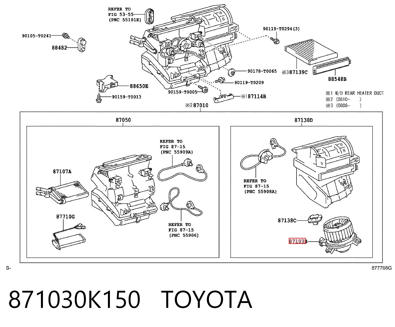 871030K150 Toyota Silniczek wentylatora nagrzewnicy (ogrzewacza wnętrza)