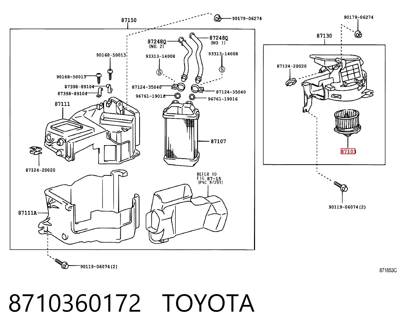 8710360172 Toyota Silniczek wentylatora nagrzewnicy (ogrzewacza wnętrza)
