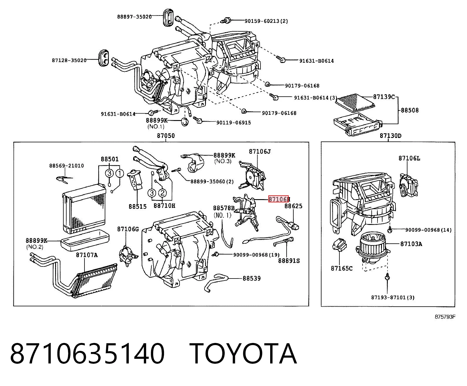 8710635140 Toyota Silniczek klapy nagrzewnicy