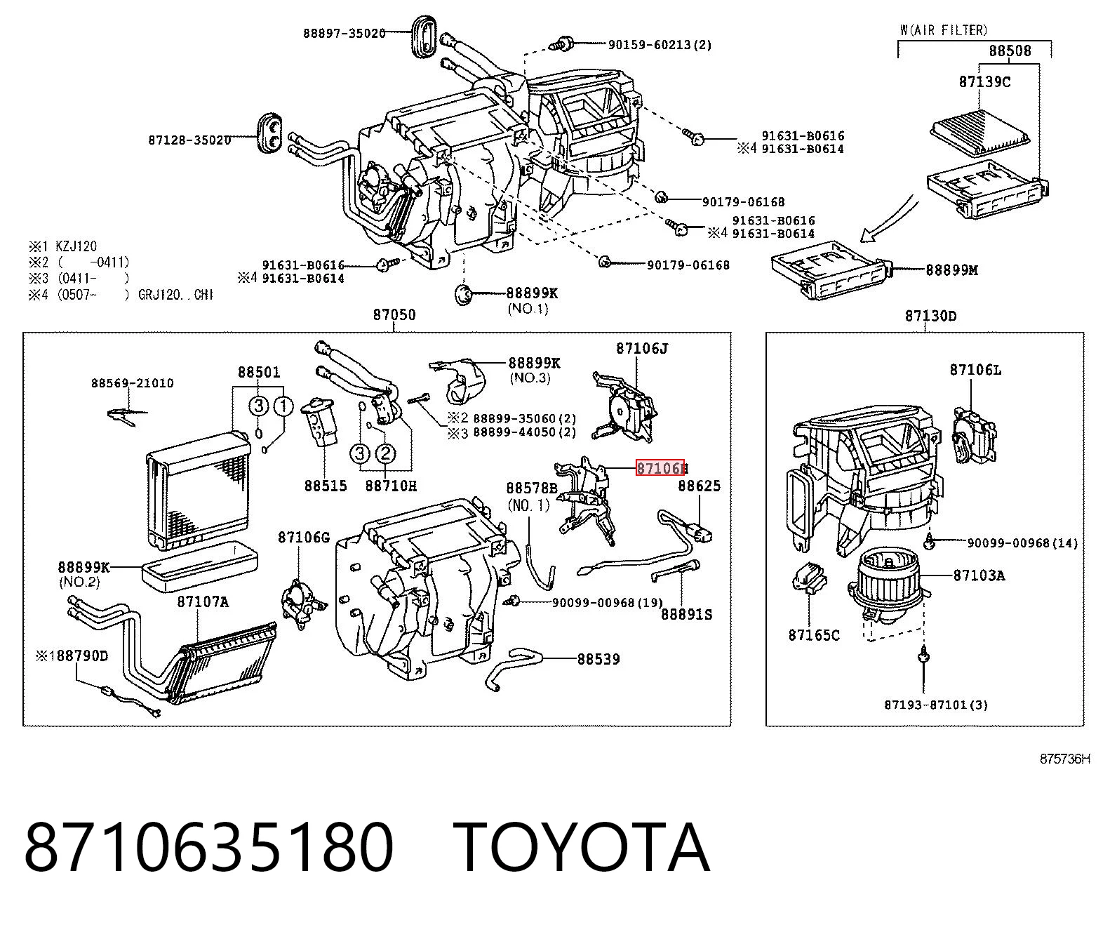 8710635180 Toyota Silniczek klapy nagrzewnicy