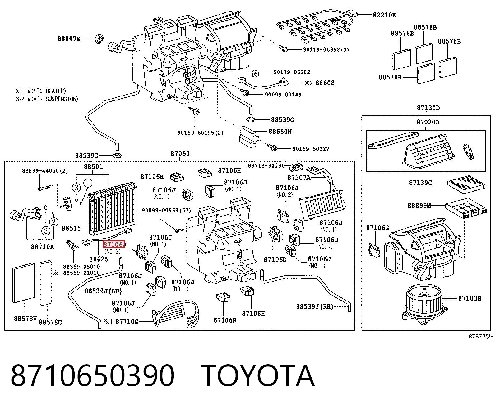 8710650390 Toyota Silniczek klapy nagrzewnicy