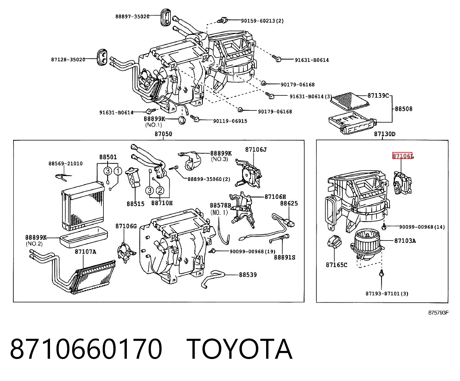 8710660170 Toyota Silniczek klapy nagrzewnicy