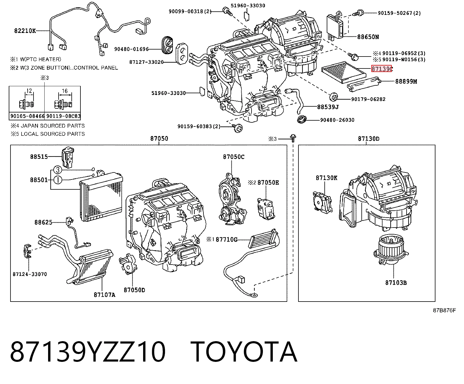 87139YZZ10 Toyota Filtr kabiny