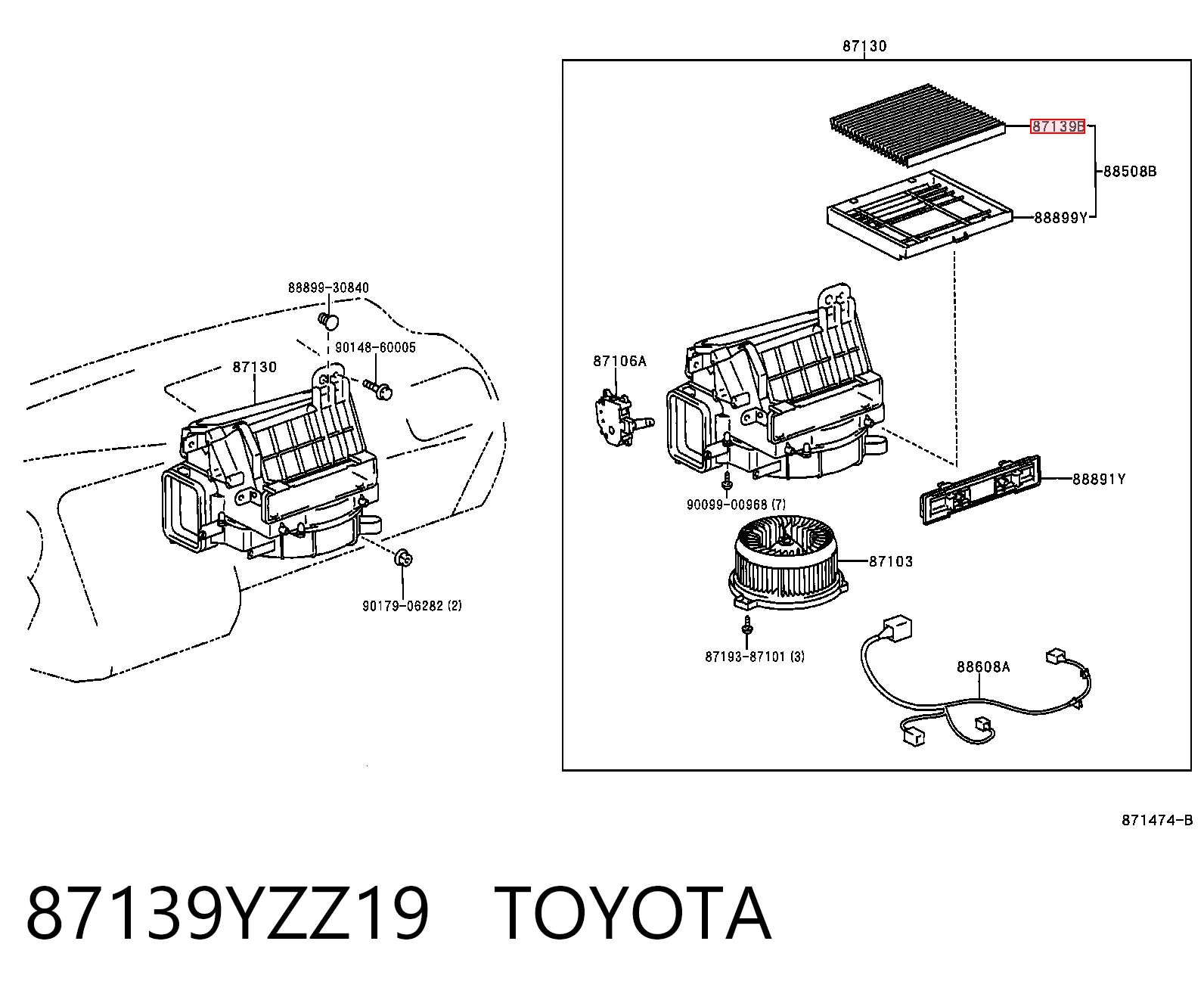 87139YZZ19 Toyota Filtr kabiny