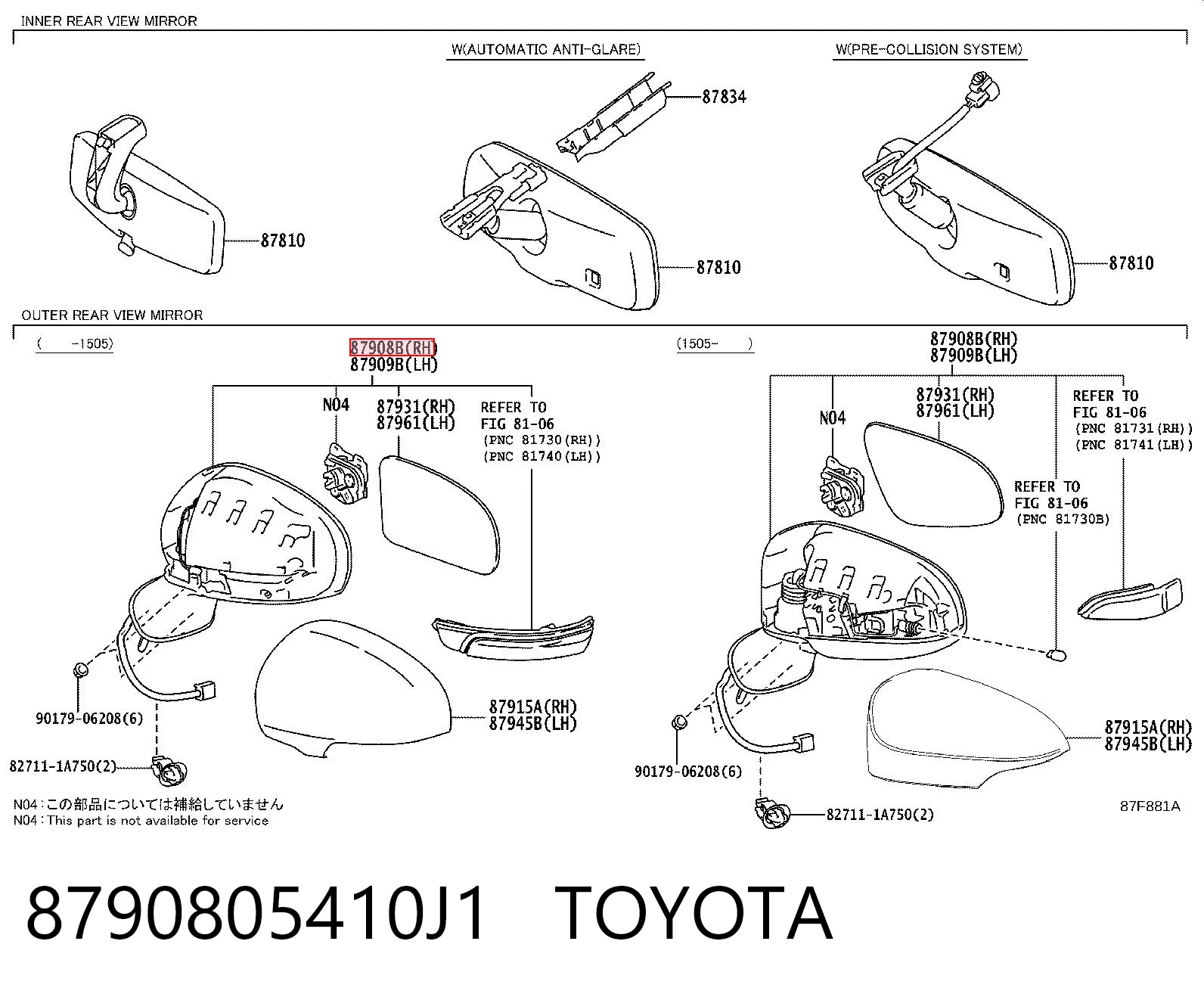  Lusterko wsteczne prawe Toyota Avensis 3