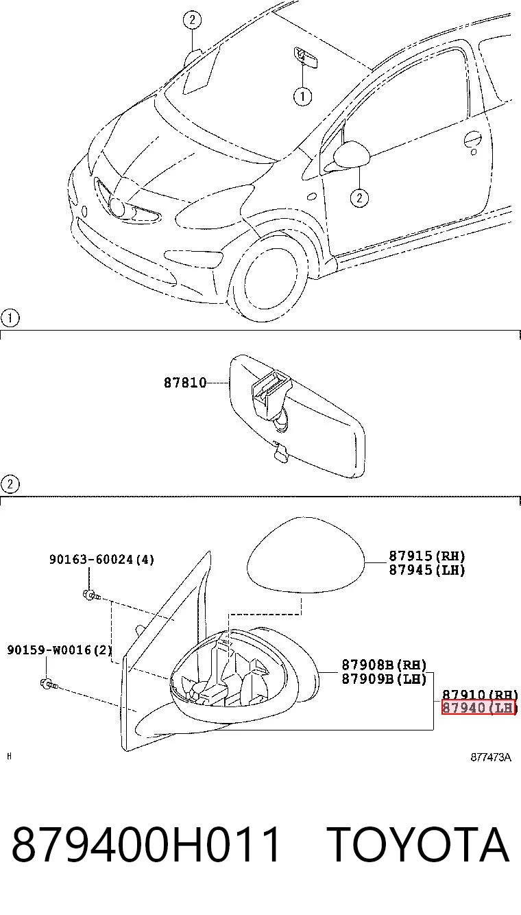 Lusterko wsteczne lewe Citroen C1 I hatchback (PM, PN) (2005 - 2014) cena, od 57,90 USD