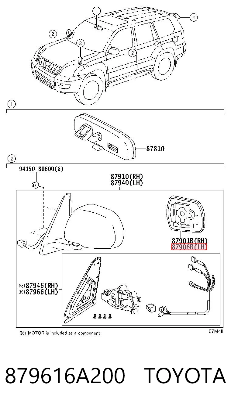 879616A200 Toyota Wkład lusterka wstecznego lewego