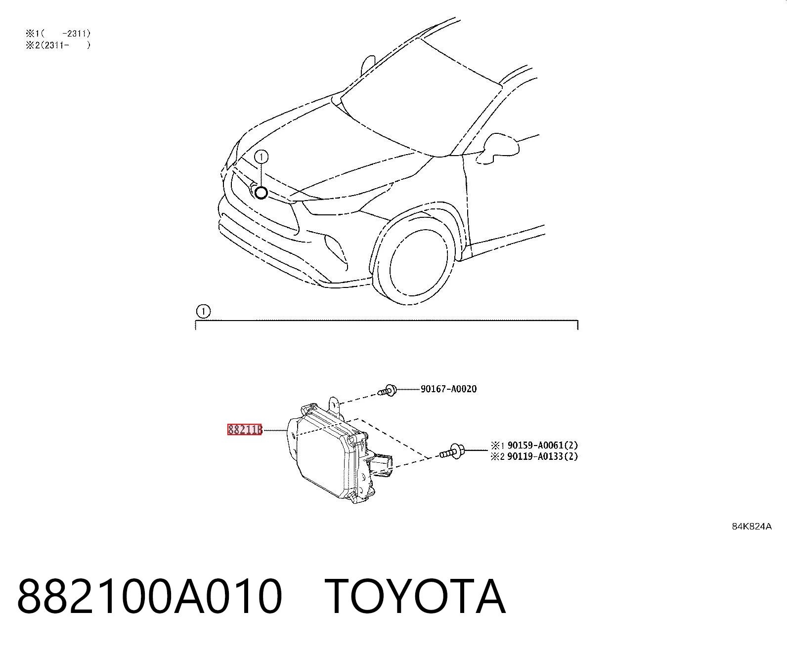 882100A010 Toyota Czujnik Radarowy odległości