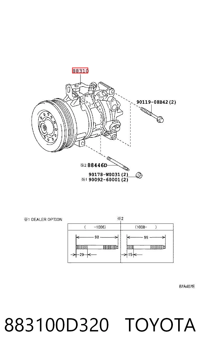 883100D320 Toyota Sprężarka klimatyzacji