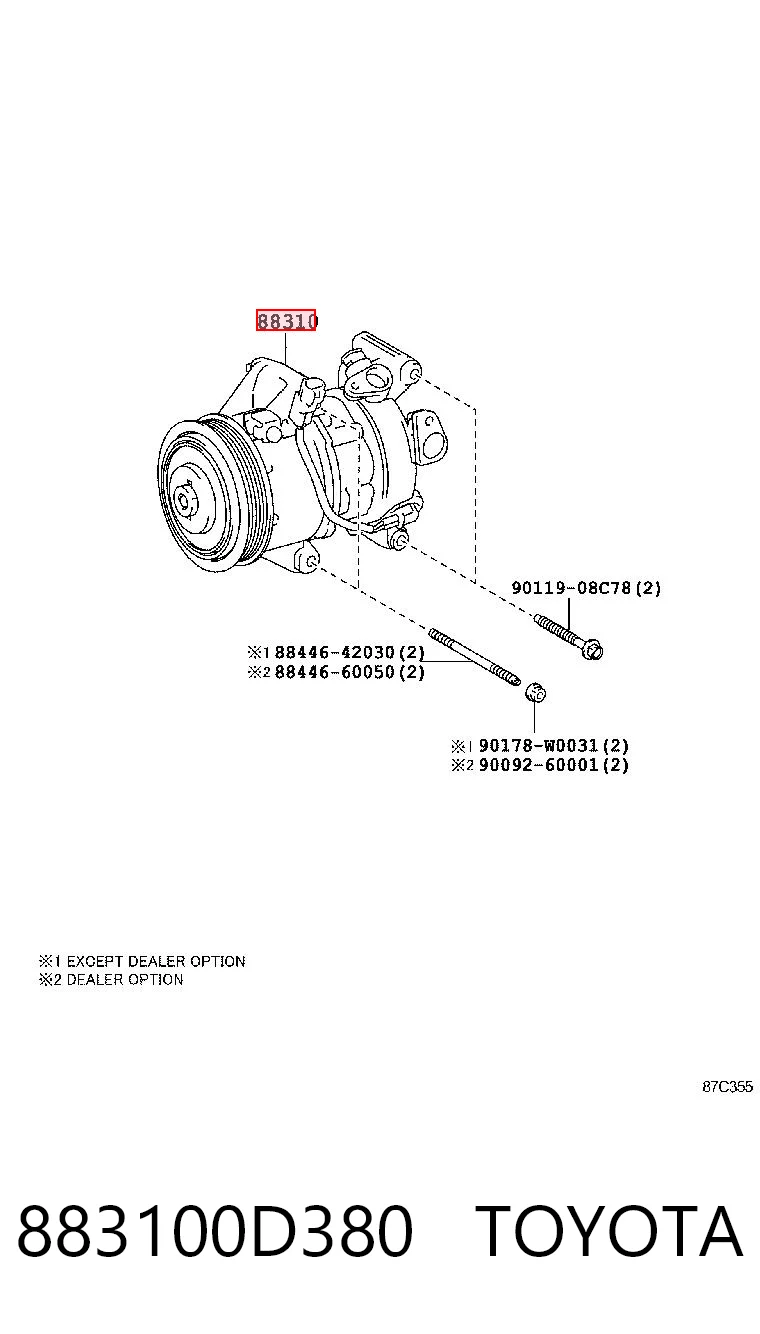 883100D380 Toyota Sprężarka klimatyzacji