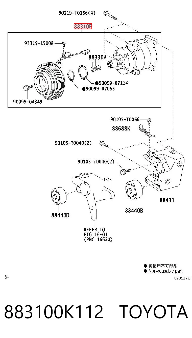 883100K112 Toyota Sprężarka klimatyzacji
