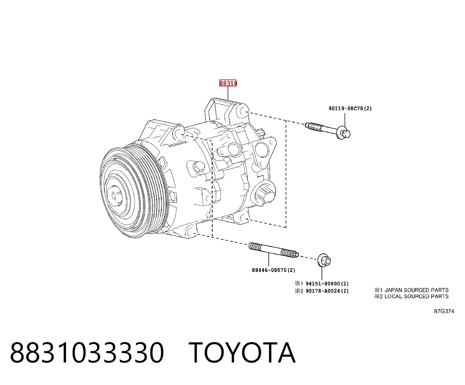 8831033330 Toyota Sprężarka klimatyzacji