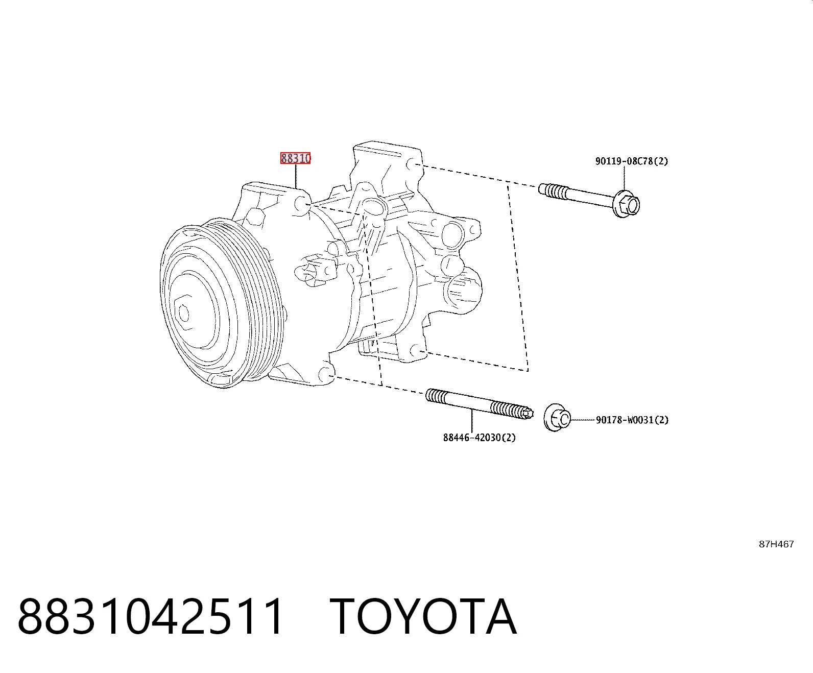 8831042511 Toyota Sprężarka klimatyzacji