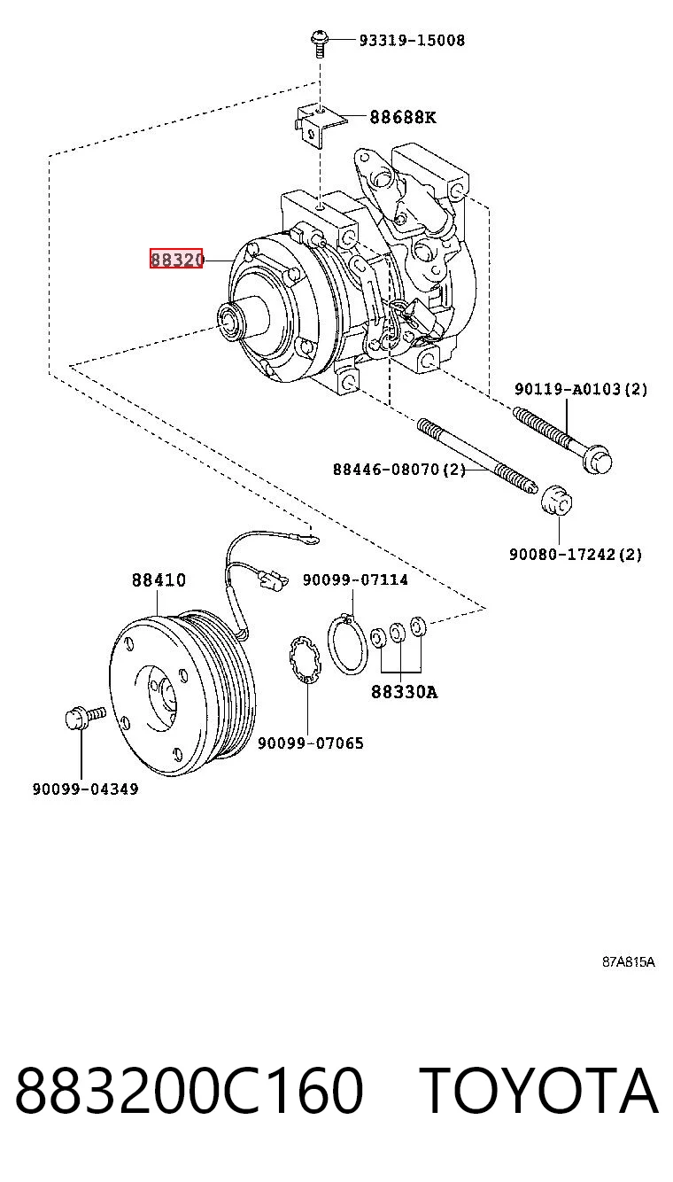Do koszyka Sprężarka klimatyzacji Toyota Tundra  K5, K6