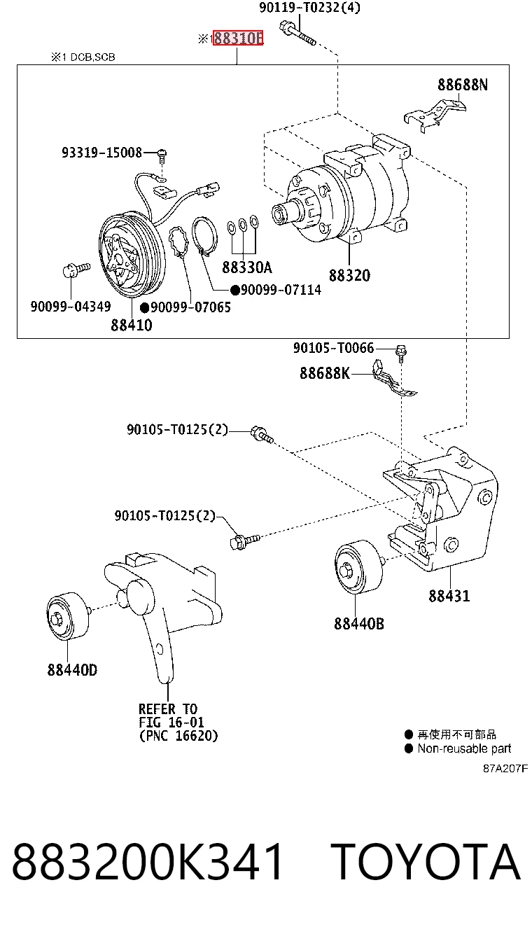 883200K341 Toyota Sprężarka klimatyzacji
