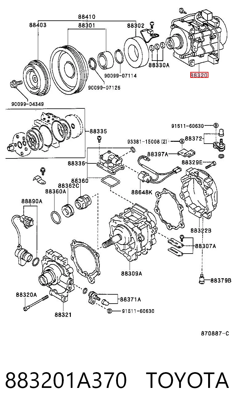 883201A370 Toyota Sprężarka klimatyzacji