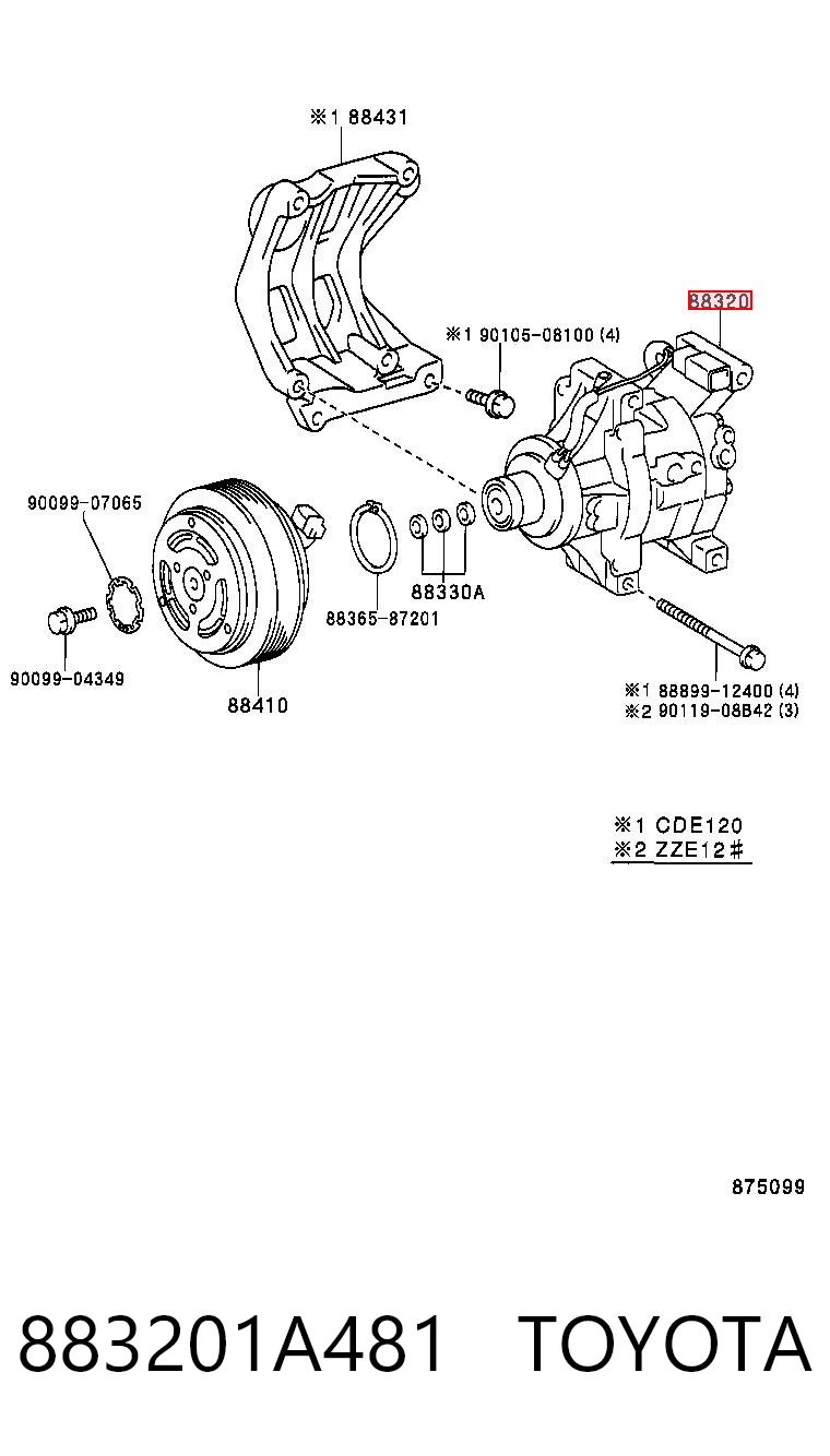883201A481 Toyota Sprężarka klimatyzacji