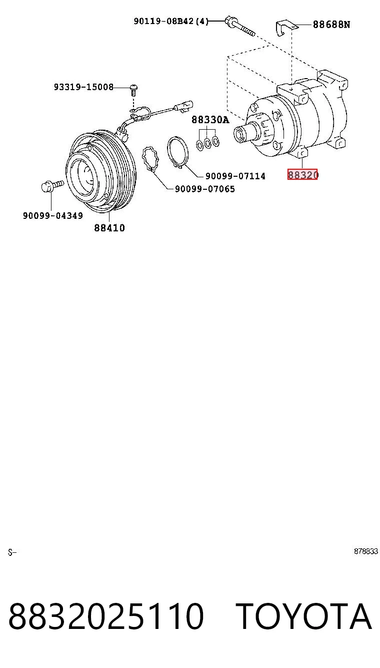 8832025110 Toyota Sprężarka klimatyzacji