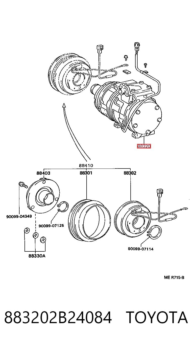 Sprężarka klimatyzacji Toyota Carina E sedana (T19) (1992 - 1997) cena, od 569,09 USD