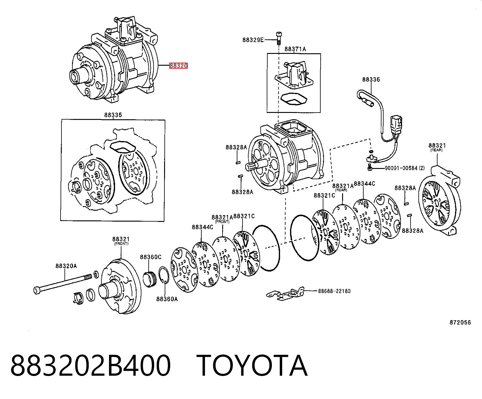 883202B400 Toyota Sprężarka klimatyzacji