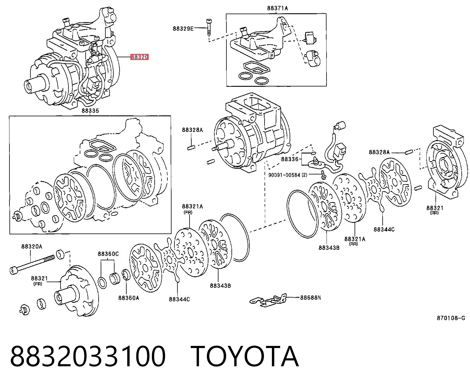 8832033100 Toyota Sprężarka klimatyzacji