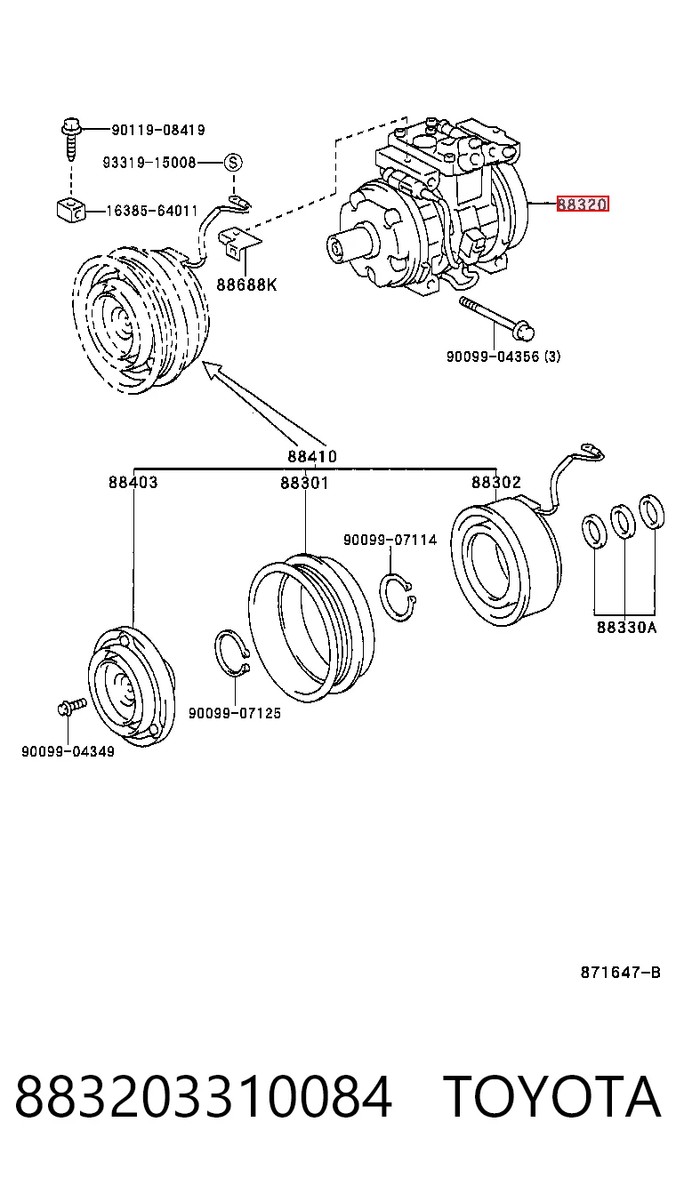 883203310084 Toyota Sprężarka klimatyzacji