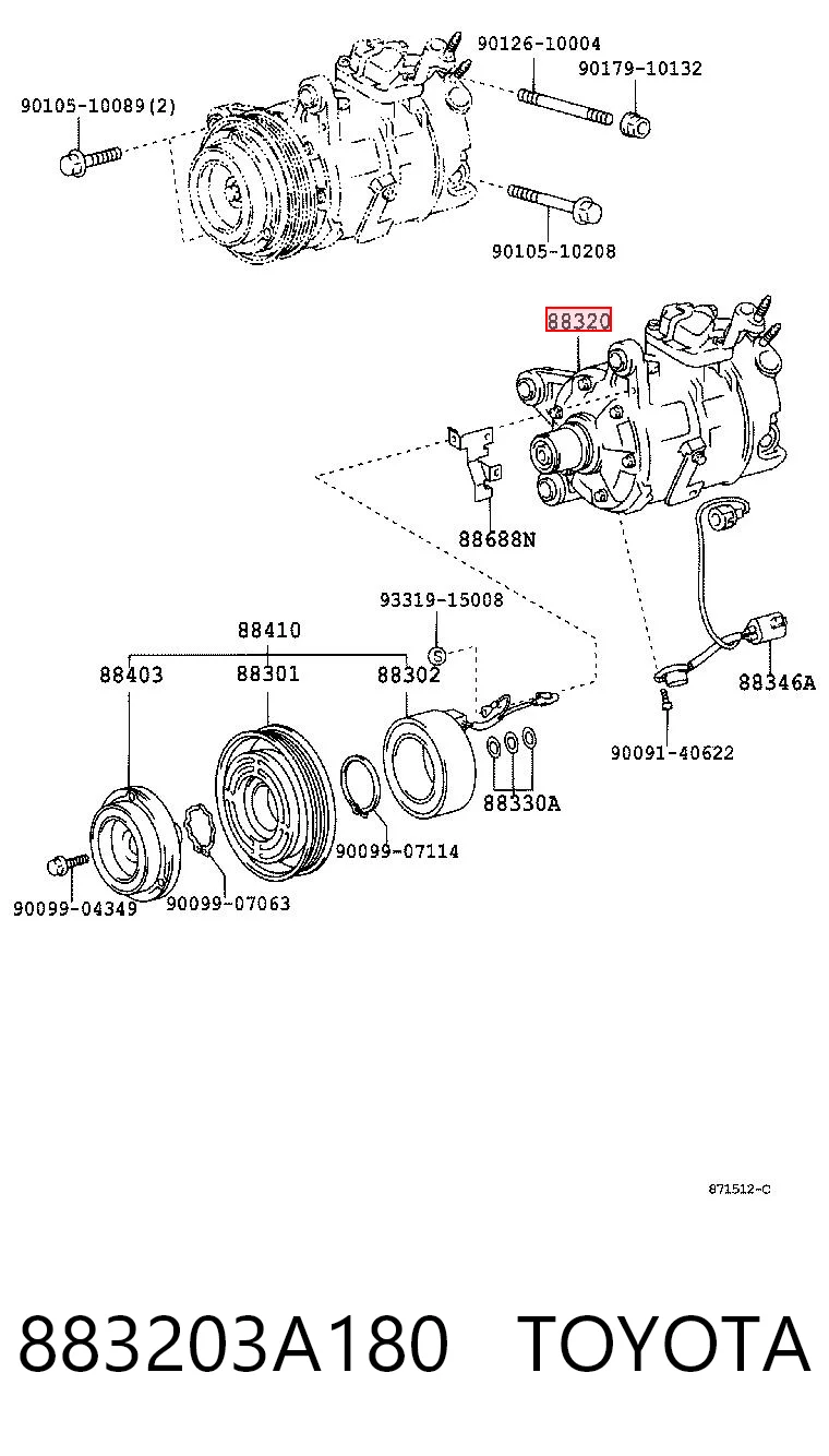 883203A180 Toyota Sprężarka klimatyzacji