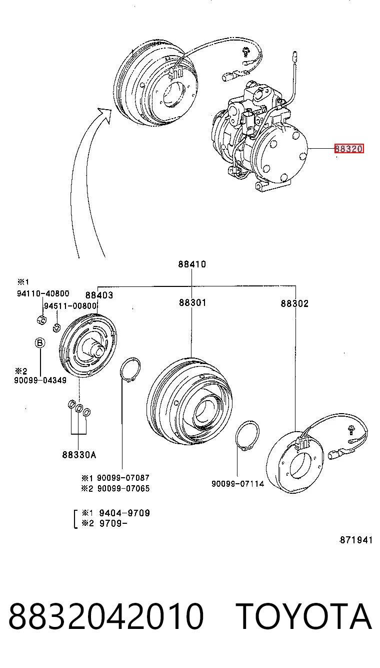 8832042010 Toyota Sprężarka klimatyzacji