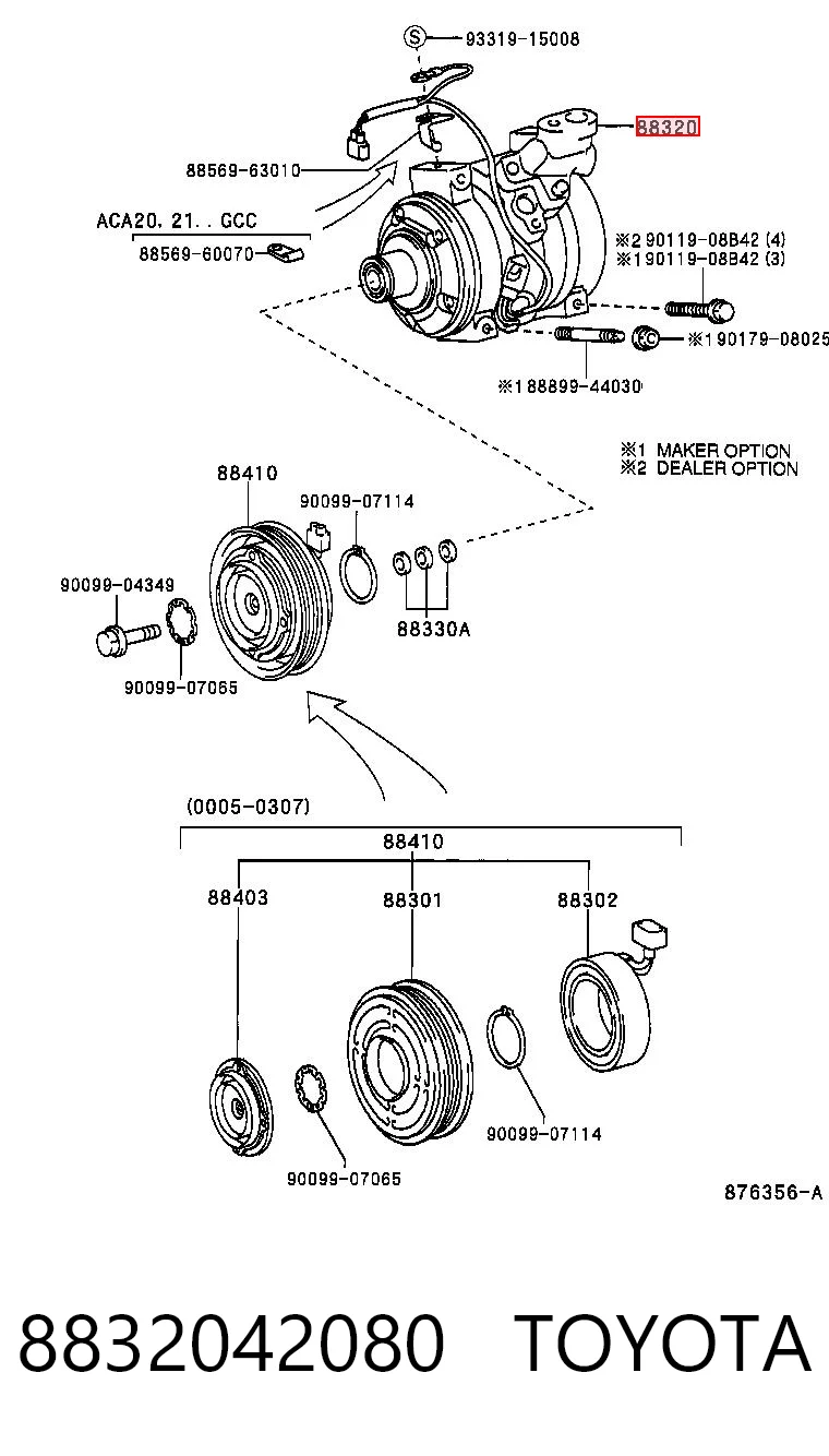 8832042080 Toyota Sprężarka klimatyzacji
