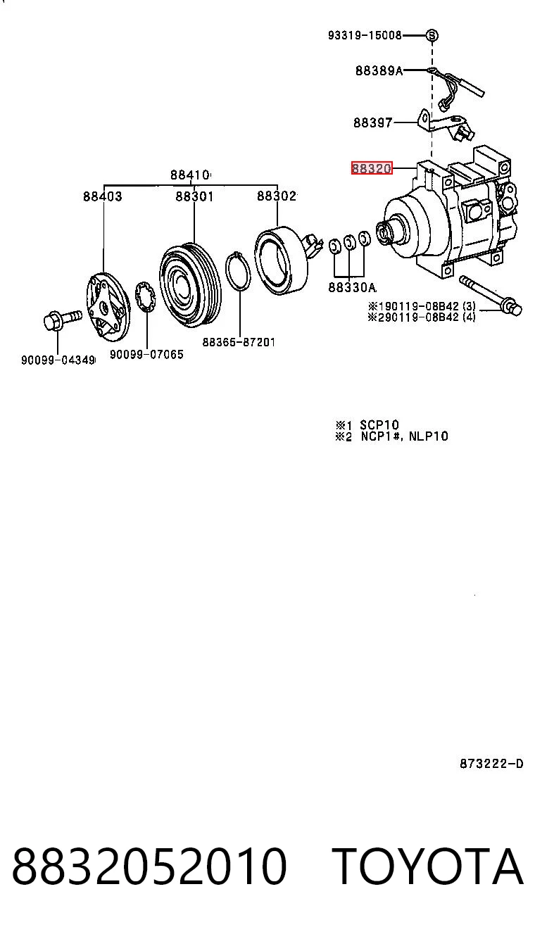 8832052010 Toyota Sprężarka klimatyzacji