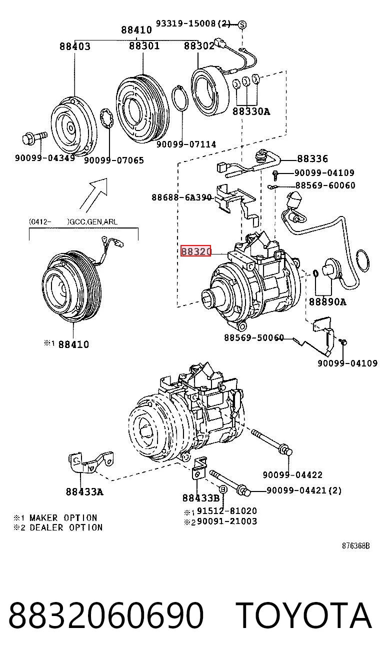8832060690 Toyota Sprężarka klimatyzacji