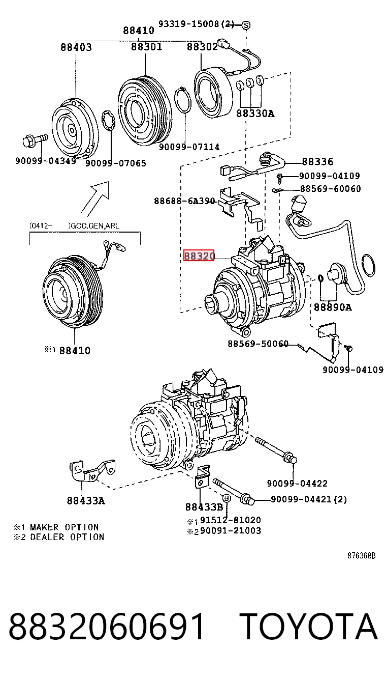 8832060691 Toyota Sprężarka klimatyzacji