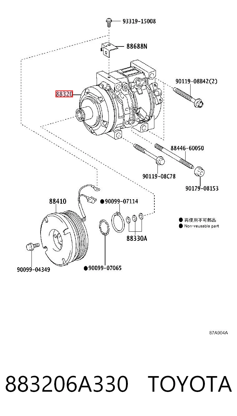 883206A330 Toyota Sprężarka klimatyzacji