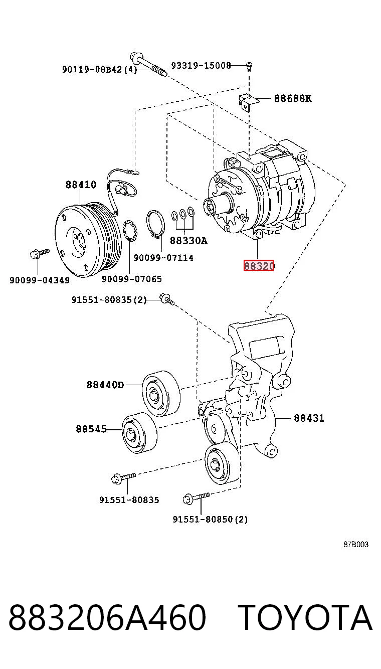 883206A460 Toyota Sprężarka klimatyzacji