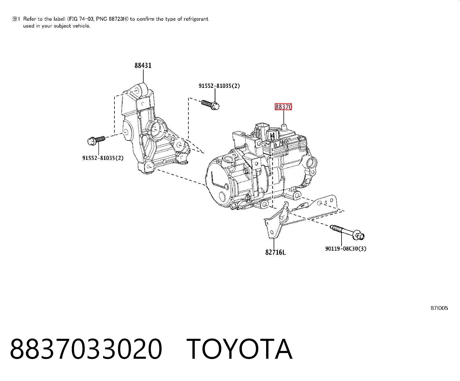 8837033020 Toyota Sprężarka klimatyzacji