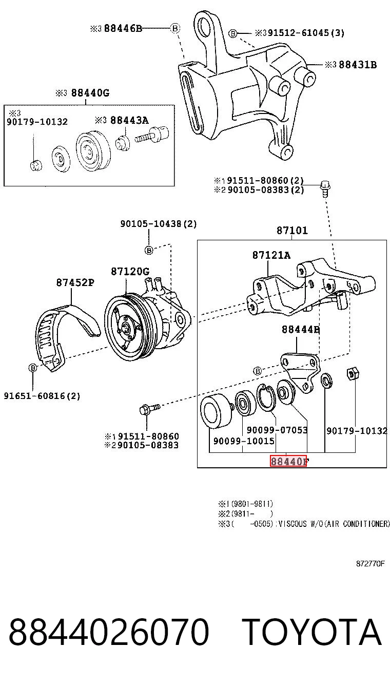 8844026070 Toyota Rolka prowadząca, kierunkowa paska napędowego