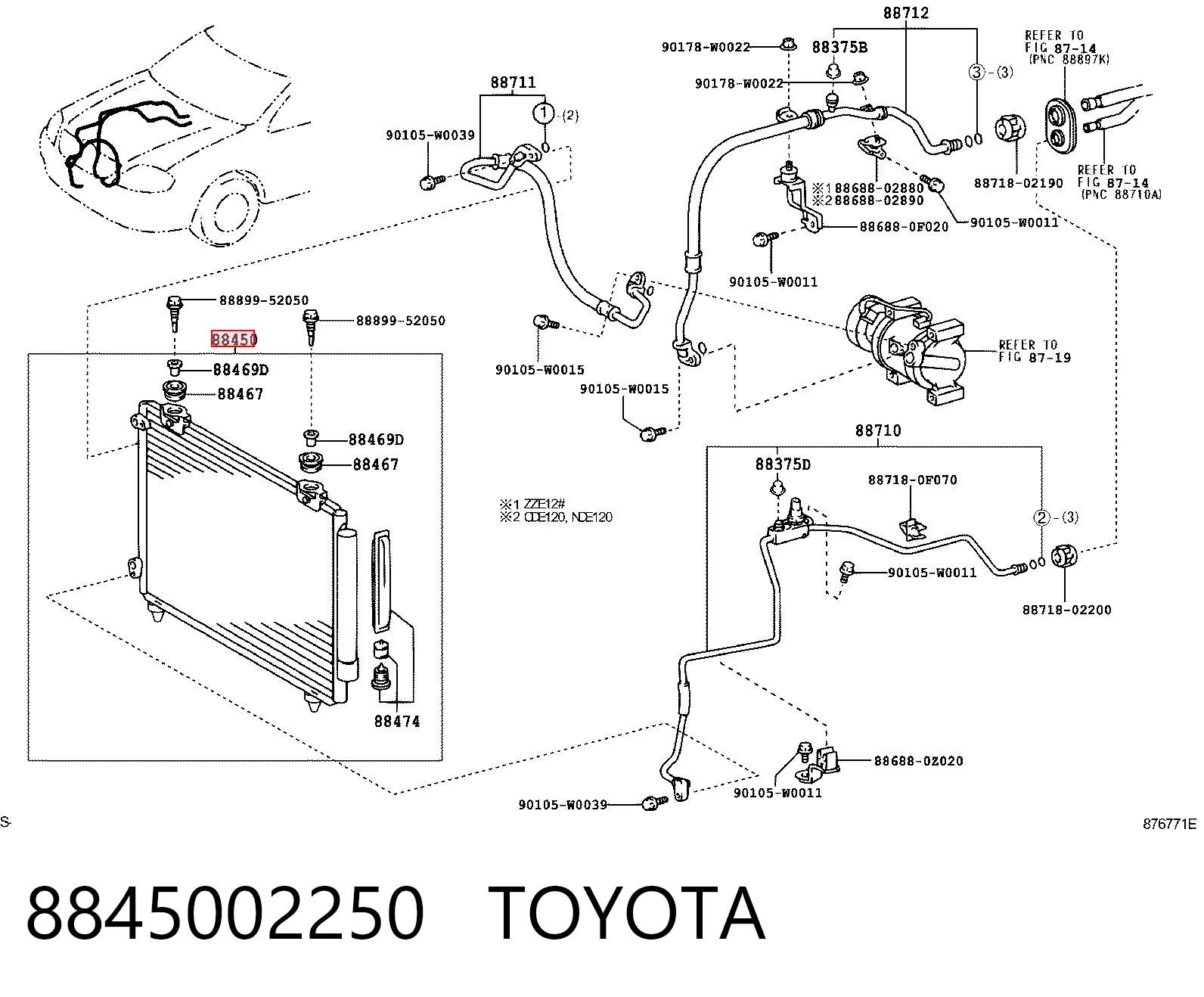 8845002250 Toyota Chłodnica klimatyzacji