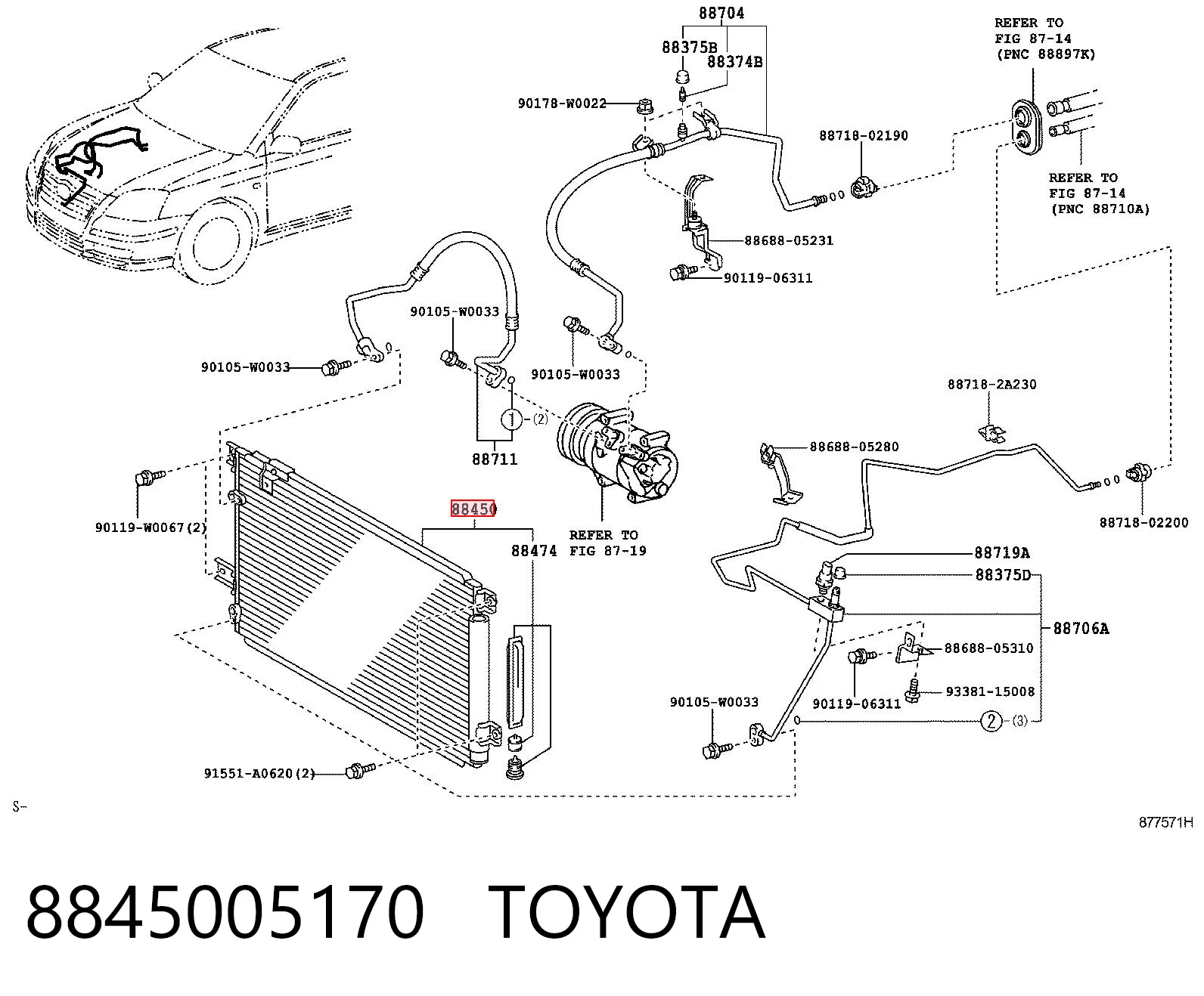  Chłodnica klimatyzacji Toyota Avensis 2