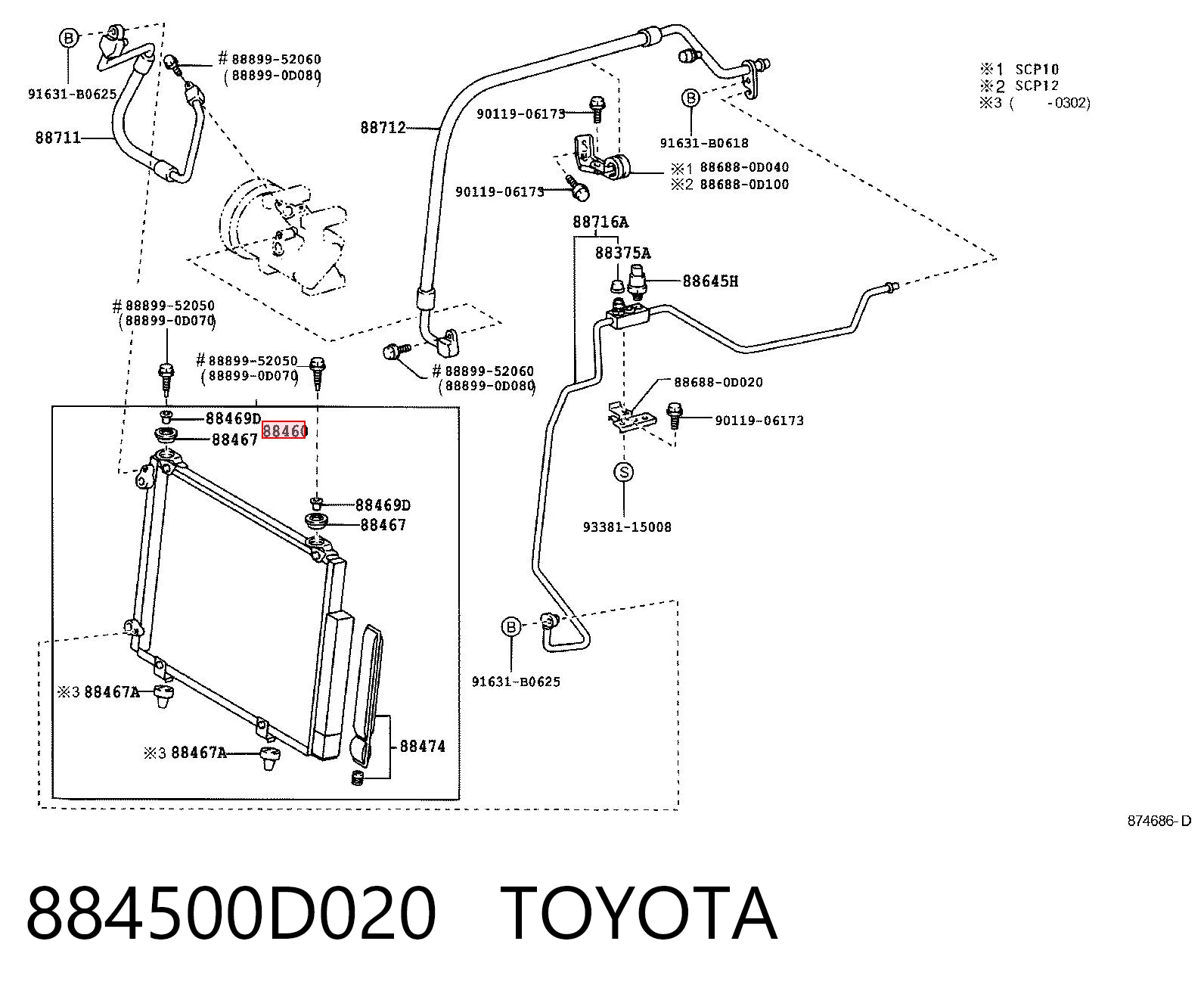 Do koszyka Chłodnica klimatyzacji Toyota Yaris  P10
