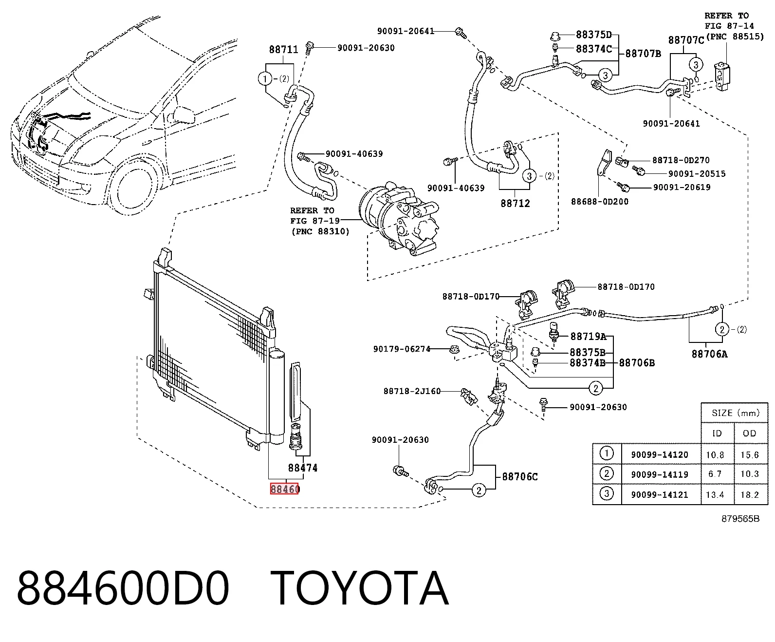 884600D0 Toyota Chłodnica klimatyzacji