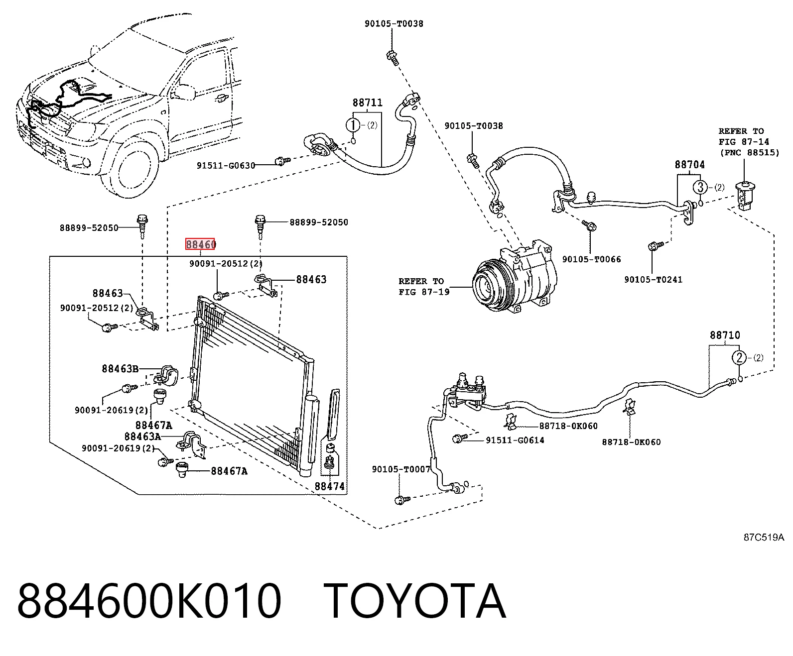 884600K010 Toyota Chłodnica klimatyzacji