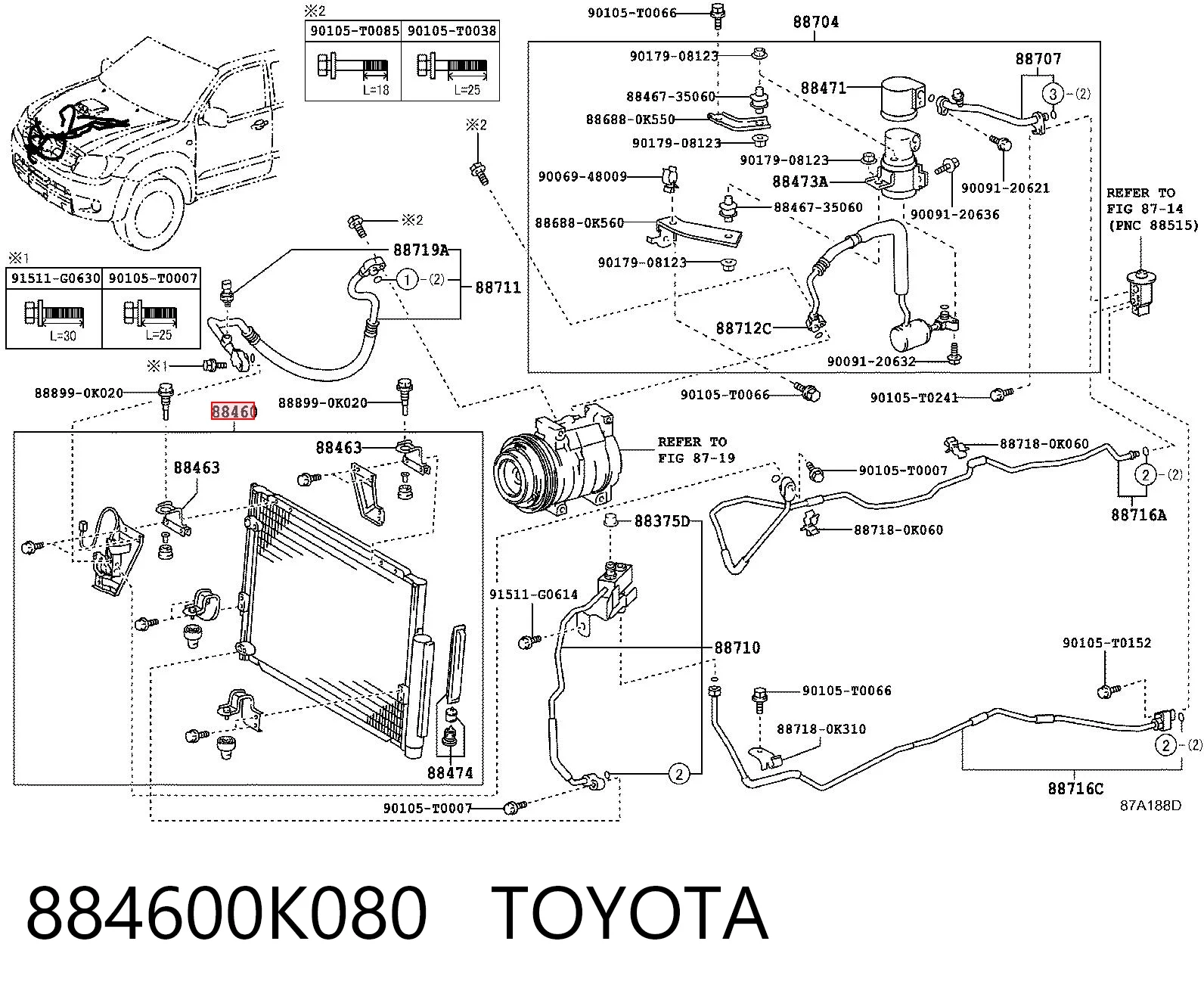 884600K080 Toyota Chłodnica klimatyzacji