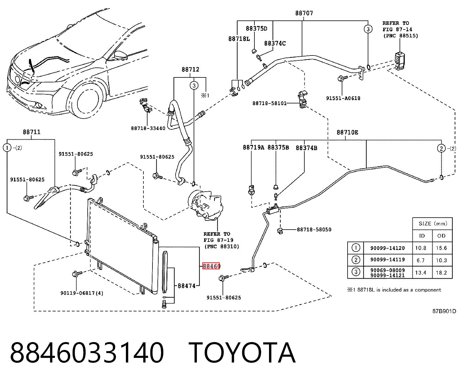 8846033140 Toyota Chłodnica klimatyzacji